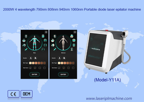 Draagbare 4 golflengten met koelsysteem Diode laser ontharing machine