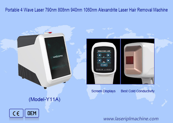 Draagbare 4 golflengten met koelsysteem Diode laser ontharing machine
