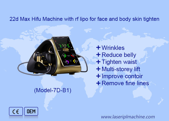 Draagbare 22d Max Hifu machine met Rf Lipo voor gezichtslift en lichaamshuid strakken