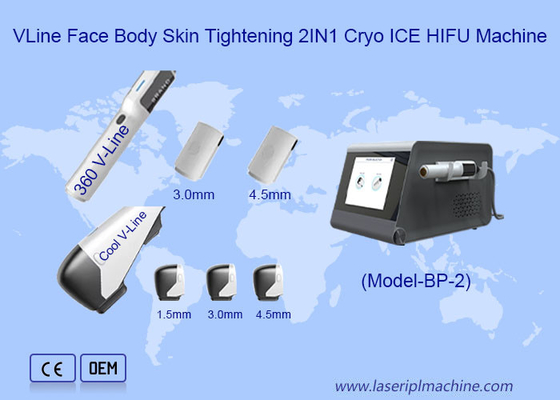 VLine Gezicht Lichaam Anti-aging huid strakker 2IN1 Cryo ICE HIFU Machine
