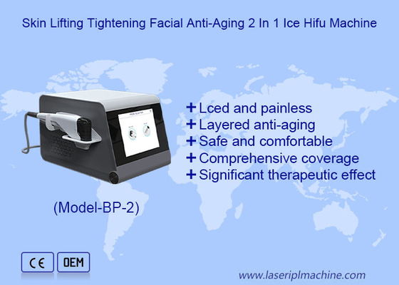 Huidverlichting Strenger gezicht Anti-aging 2 in 1 ijs Hifu Machine