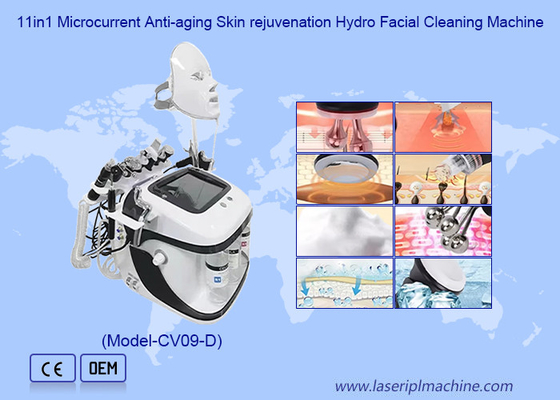 11 in 1 gezichtsreiniging Huidlifting Rf Hydro Microdermabrasie Machine voor exfoliëren Diep reinigingsmiddel