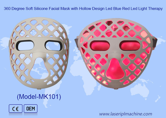 Hollow Out Design Soft Silicone Blauw Rood Geel Lichttherapie LED Gezichtsmasker