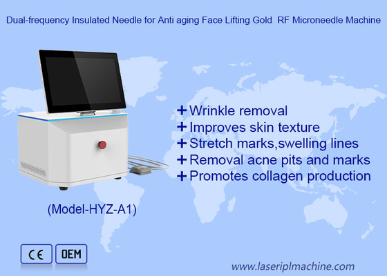 Dubbele frequentie geïsoleerde naald voor anti-aging Face Lifting Gold RF Microneedle Machine