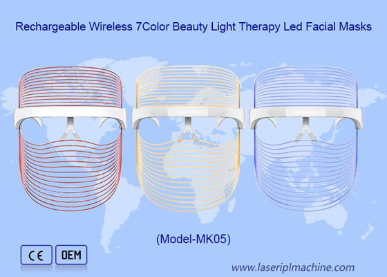 Oplaadbare draadloze 7Color Beauty Light Therapy Led gezichtsmaskers