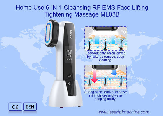 6 IN 1 het Reinigen rf het Gezicht van het Schoonheidsmateriaal EMS het Opheffen het Aanhalen Massage