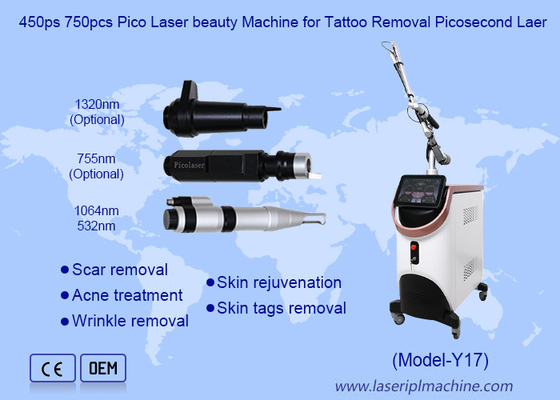450ps 750pcs Pico Laser Beauty Machine voor tatoeage verwijdering Picosecond Laser
